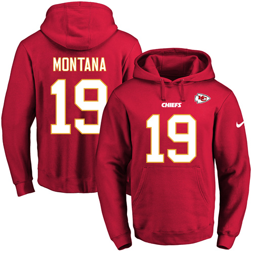 Nike Chiefs #19 Joe Montana Red Name & Number Pullover NFL Hoodie